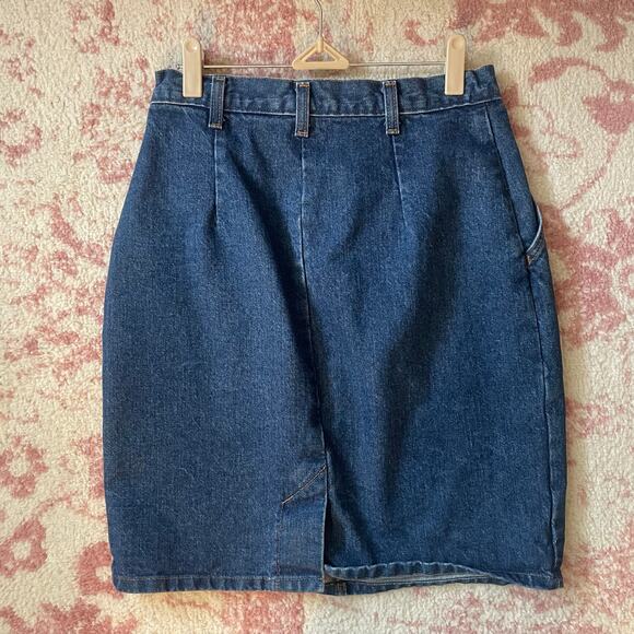 Vintage 80s High Waisted Denim Mini Skirt - Picture 3 of 6